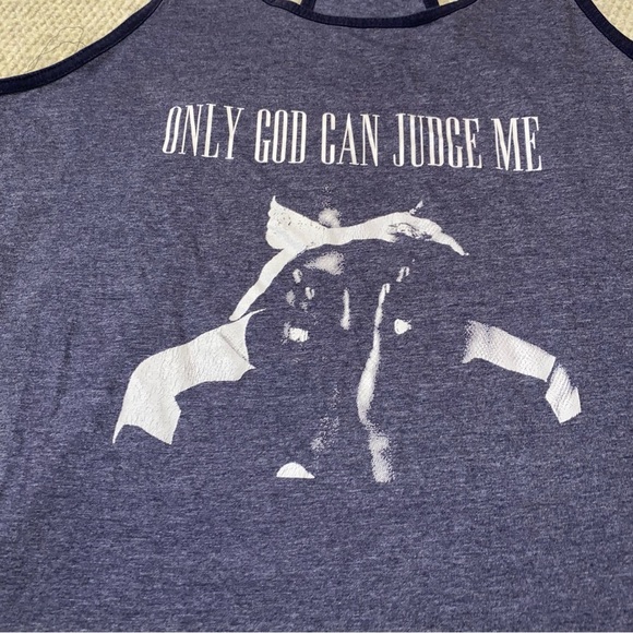 A.M.S. “Only God Can Judge Me” 2Pac Tupac Tank Top Navy Blue Men Size 2XL XXL - Picture 2 of 8